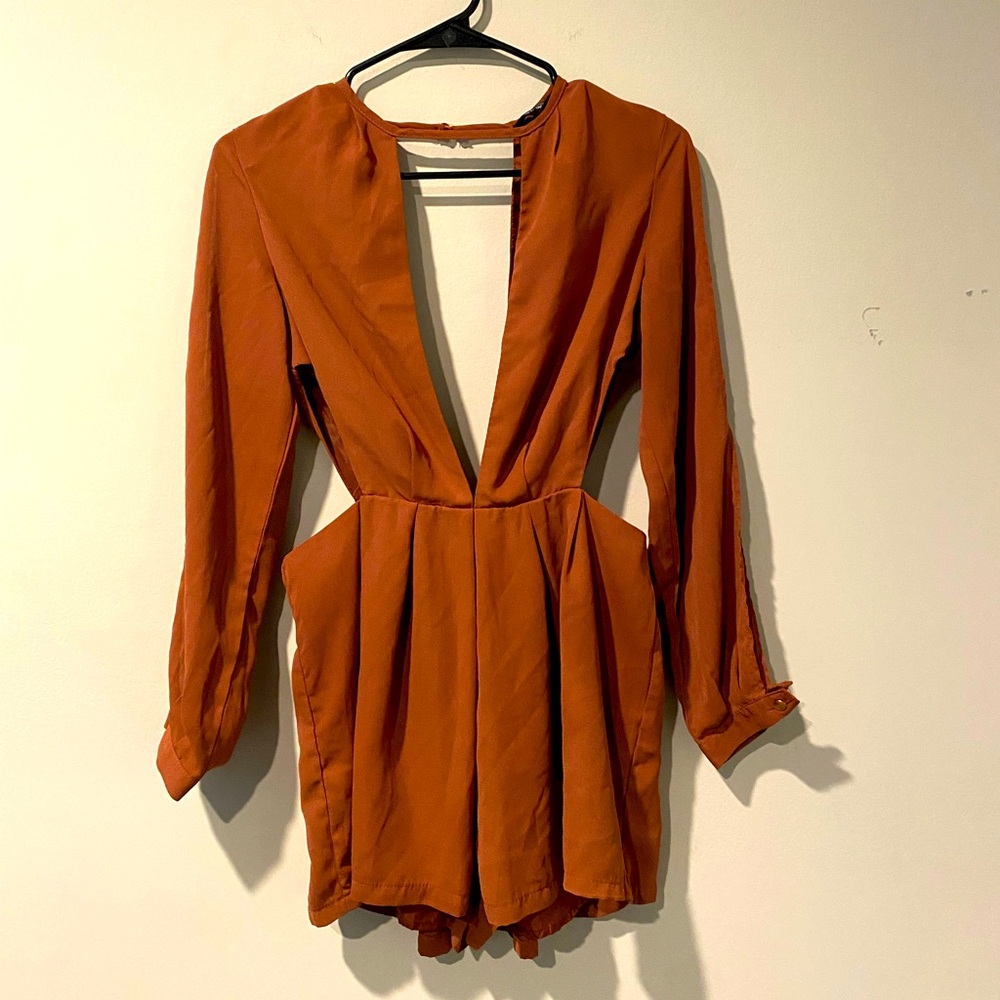 Women's Akira Deep V Side Cut Out Romper Dress